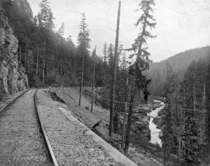 Railroad along Nisqually River, early 1900s