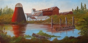 Painting of Eatonville Lumber Mill by Martha Parrish