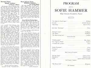 Program for Sofie Hammer performance, 1912
